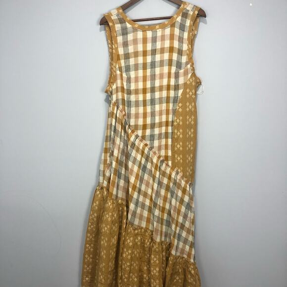 Free People No Stress Midi Dress Plaid Mixed Print in Autumn Size M - Picture 4 of 11